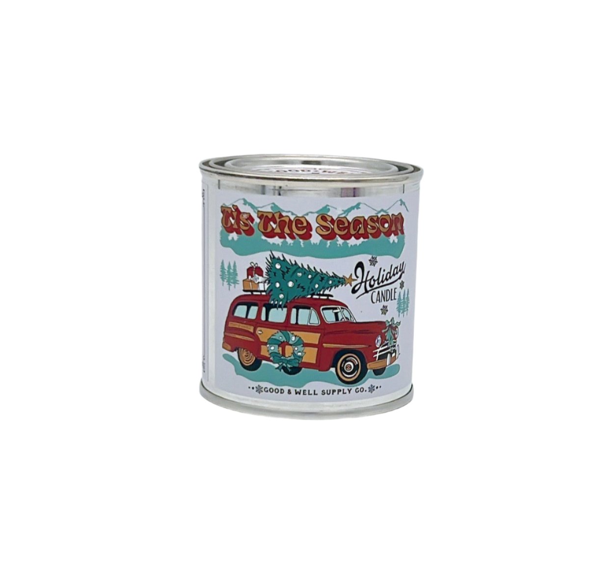 Good and Well Holiday Candles in festive, eco-friendly packaging, featuring hand-poured soy wax and holiday-inspired scents, perfect for seasonal decor or gifting.