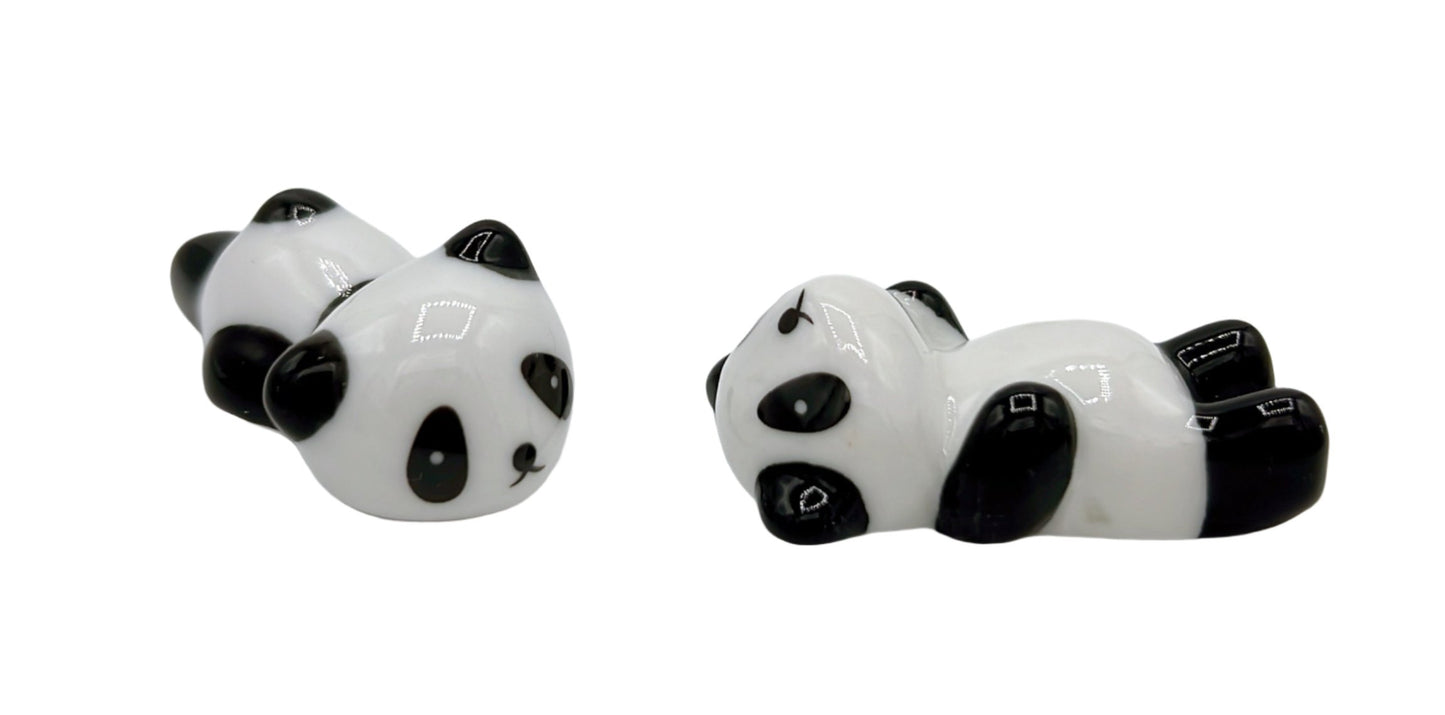 Porcelain Panda Chopstick Rest from Bamboo Switch - Cute panda-shaped chopstick holder for your dining table.