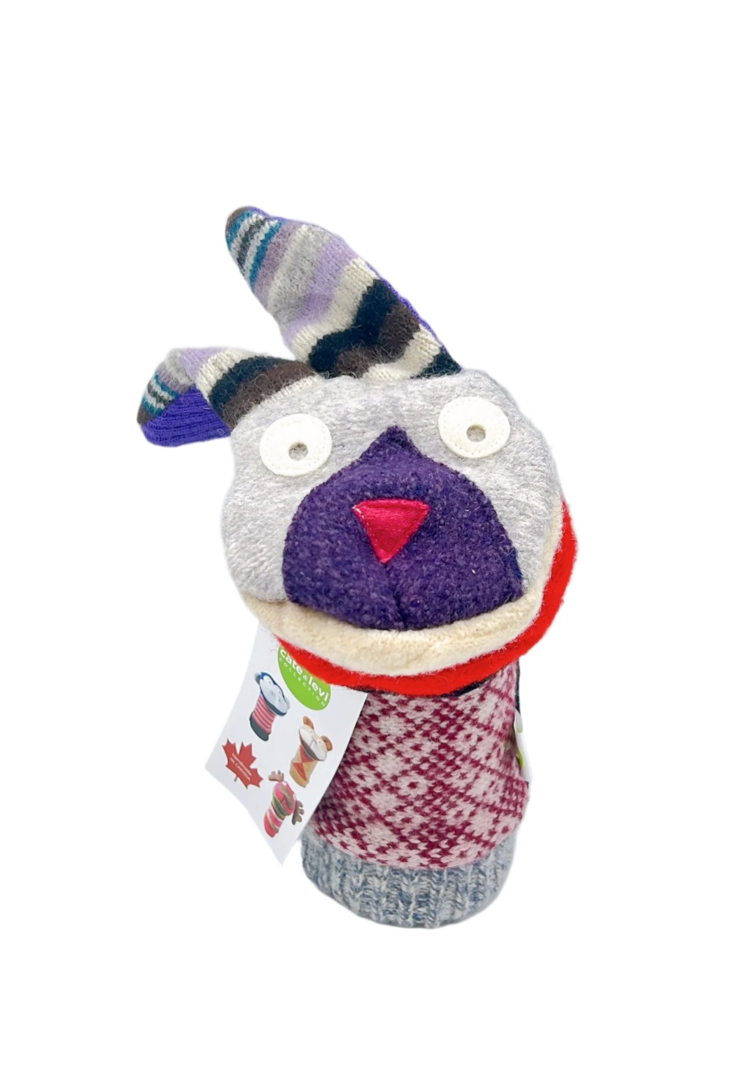 Handmade, eco-friendly puppets crafted from reclaimed sweaters, unique and sustainable toys.