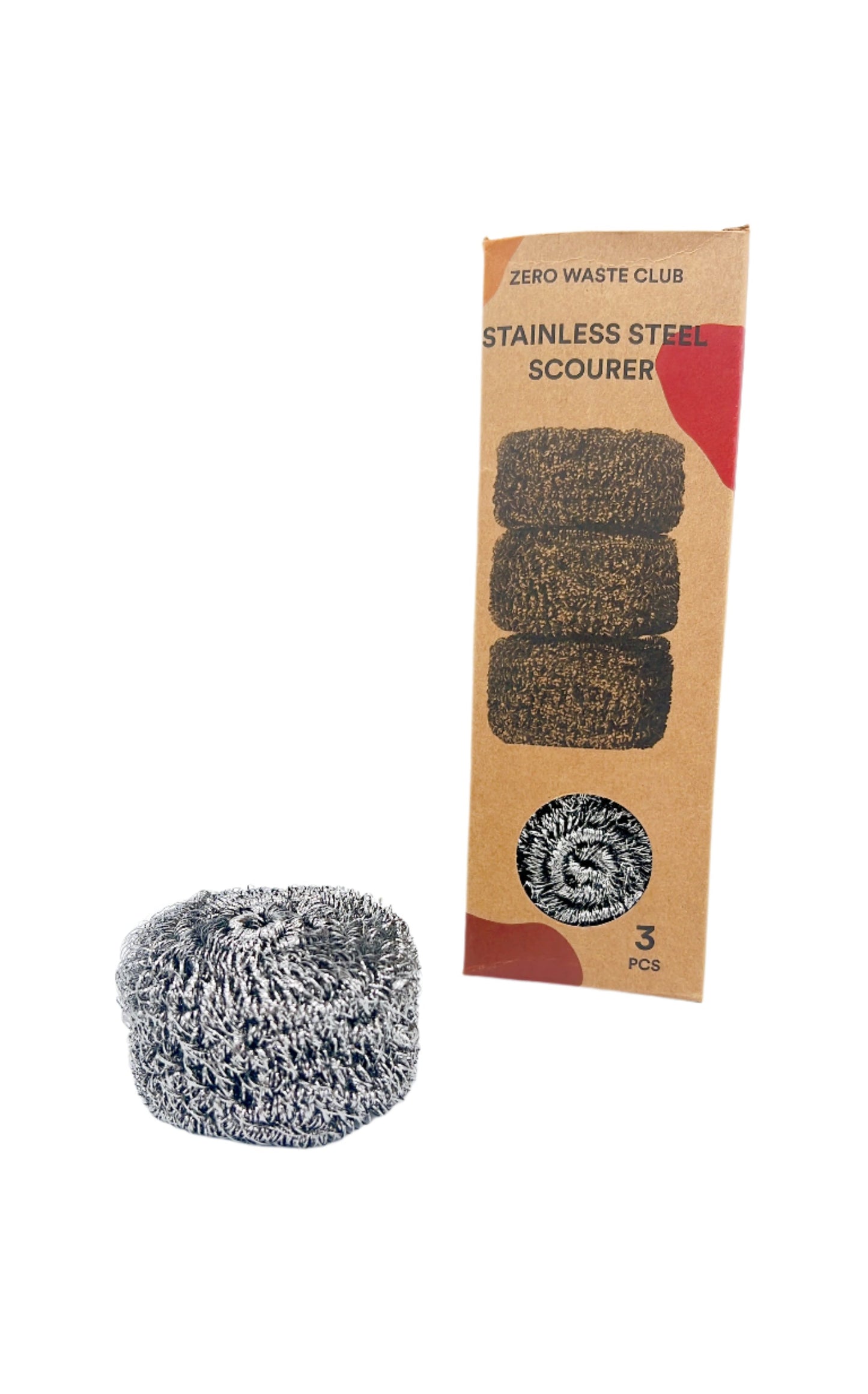 Stainless steel scourers with tightly coiled metal loops, designed for heavy-duty scrubbing. Durable, rust-resistant, and plastic-free, ideal for cleaning cookware and grills.