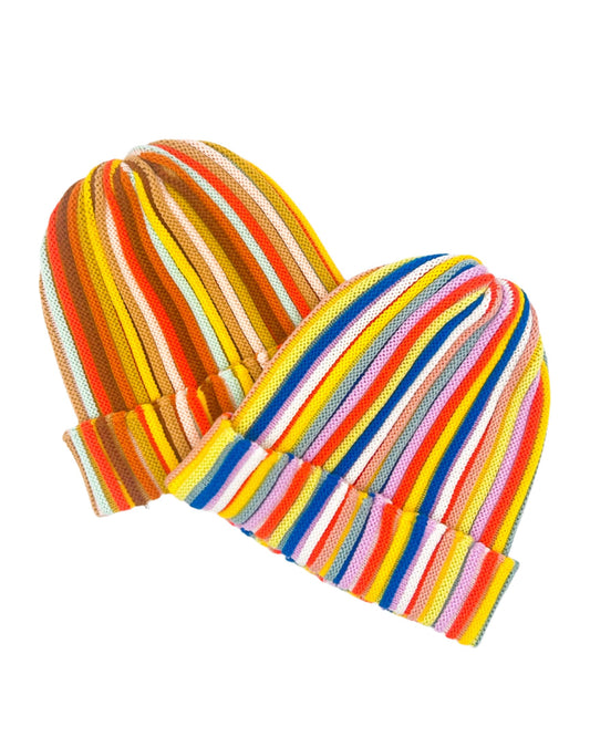 Verloop Knits Hat made from deadstock yarn, featuring a cozy, stretchy fit in vibrant colors, perfect for sustainable and stylish wear.