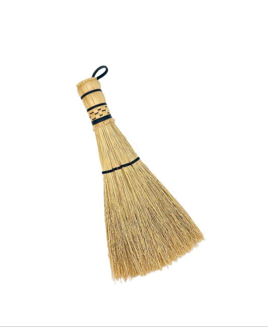 Handmade whisk broom with natural broomcorn bristles by Please Send Word.