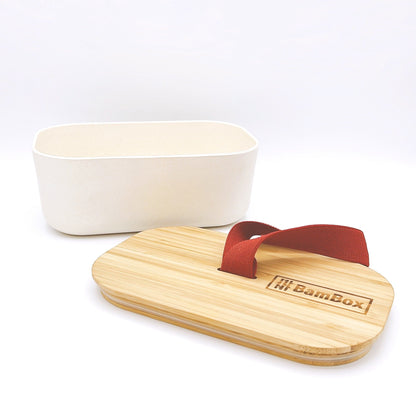 Bam Box white bamboo food container with a secure lid, eco-friendly and reusable, perfect for storing meals and snacks.