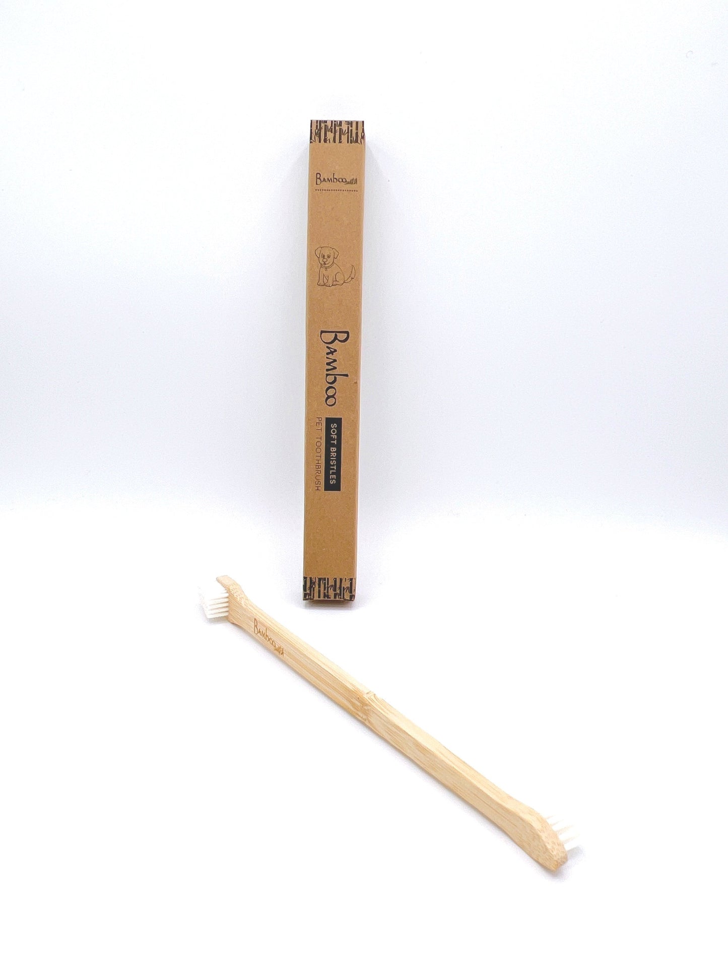 Eco-friendly Bamboo Dog Toothbrush with soft bristles, designed for effective pet dental care, suitable for dogs of all sizes.