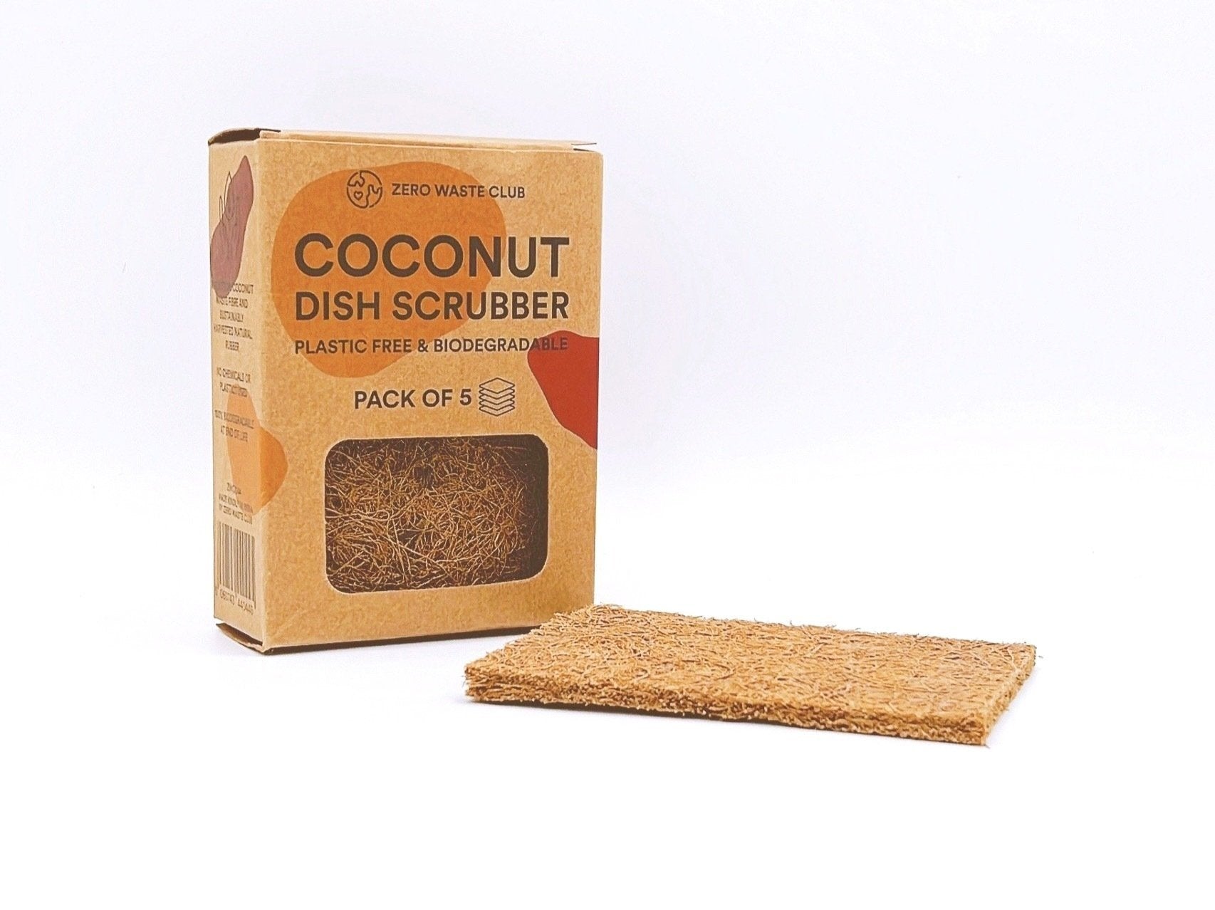 Zero Waste Club Coconut Scrubbers, natural, non-scratch, and eco-friendly for effective and sustainable dish cleaning.