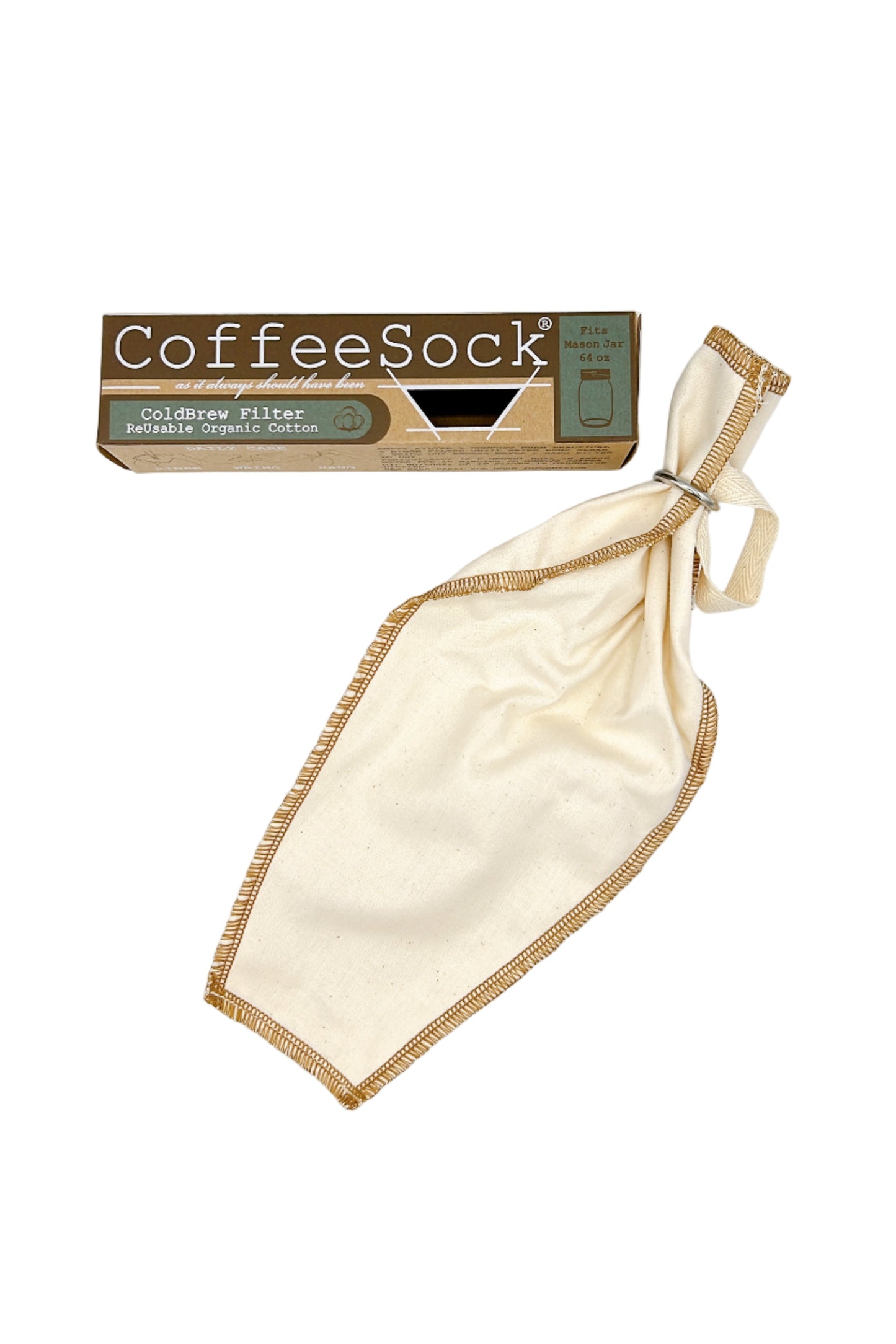 CoffeeSock Coldbrew Filter — reusable cloth coffee filter for cold brew, made from natural materials, eco-friendly and sustainable for smooth, clean coffee.