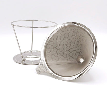 Eco-friendly stainless steel filter for pour-over coffee. Reduces waste, easy to clean, and durable for daily use.