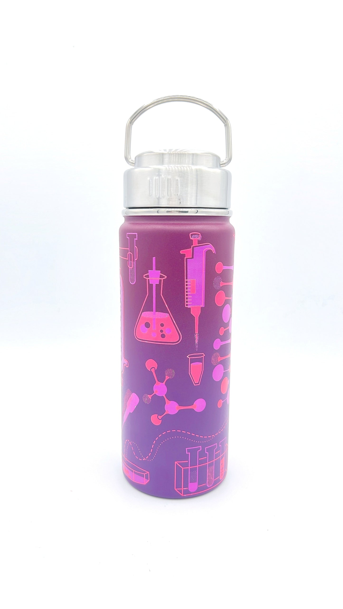 Cognitive Surplus Water Bottle featuring a laboratory design, perfect for eco-friendly hydration on the go. 18.6 fl oz