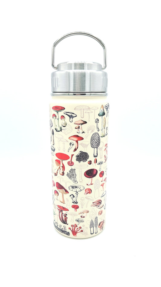 Cognitive Surplus Water Bottle featuring a mushroom design, perfect for eco-friendly hydration on the go. 18.6 fl oz