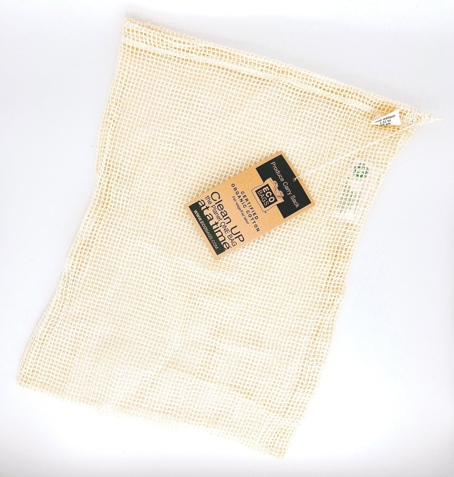 EcoBags Cream Produce Bag, reusable cotton bag for fruits and veggies, eco-friendly, durable, and perfect for reducing plastic waste.