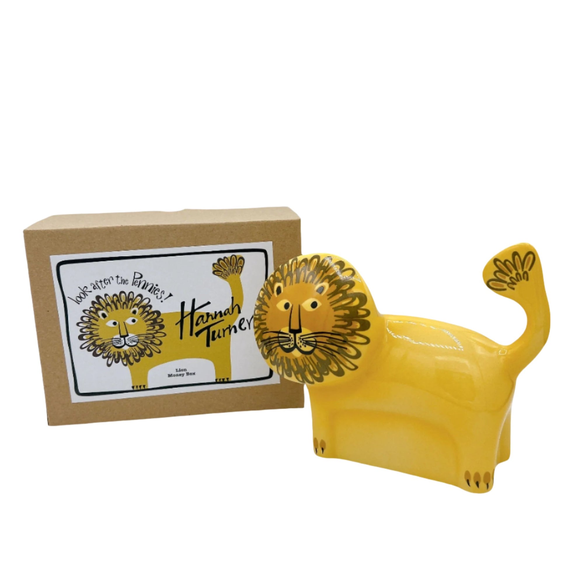 Adorable Hannah Turner Lion Bank: vibrant ceramic lion with a playful design, perfect for saving coins in style and adding charm to any room.