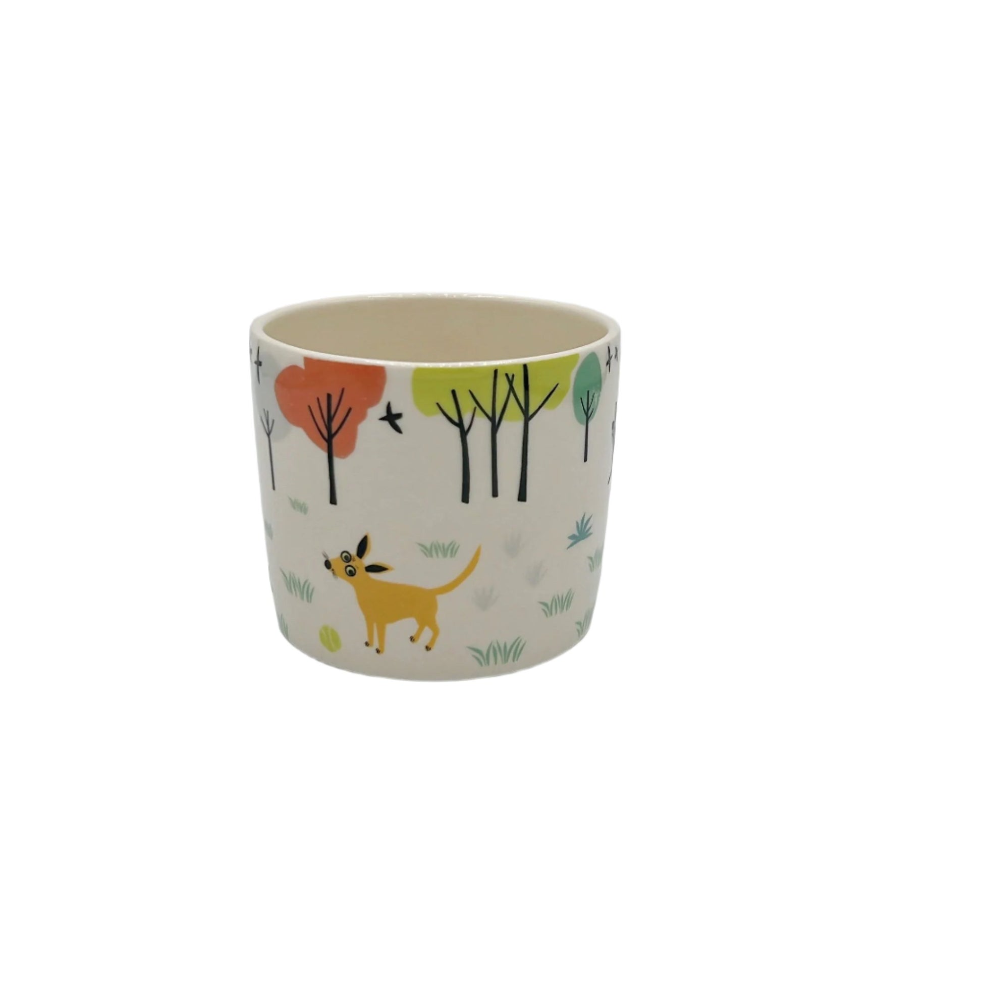 Handmade Hannah Turner Ceramic Dog Mug featuring a whimsical dog design, perfect for coffee or tea lovers.