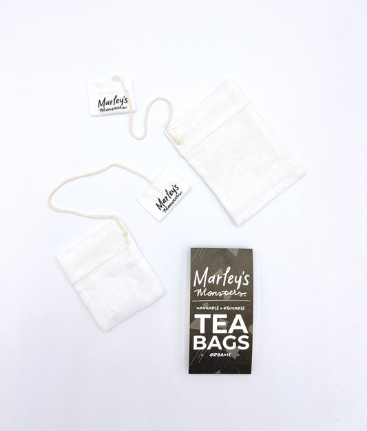 Marley's Monsters reusable, zero waste tea bags for steeping your favorite blends. Eco-friendly alternative for a sustainable brew.