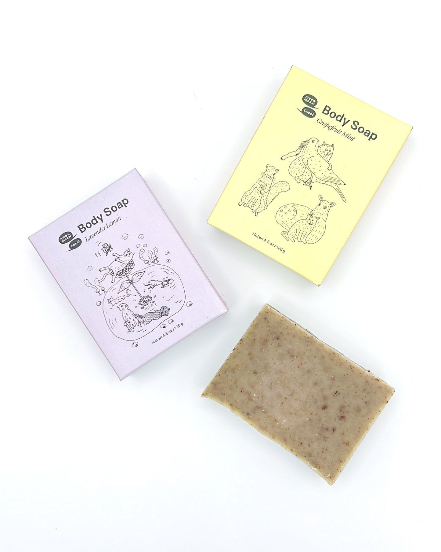 Meow Meow Tweet Body Soap is a natural, biodegradable body soap for a gentle cleanse. Ideal for all skin types.