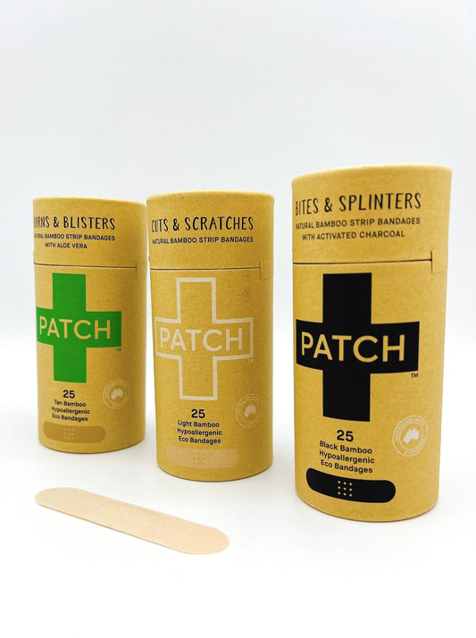 Patch Eco Bandages made from natural bamboo fiber, hypoallergenic, and biodegradable for sustainable wound care.