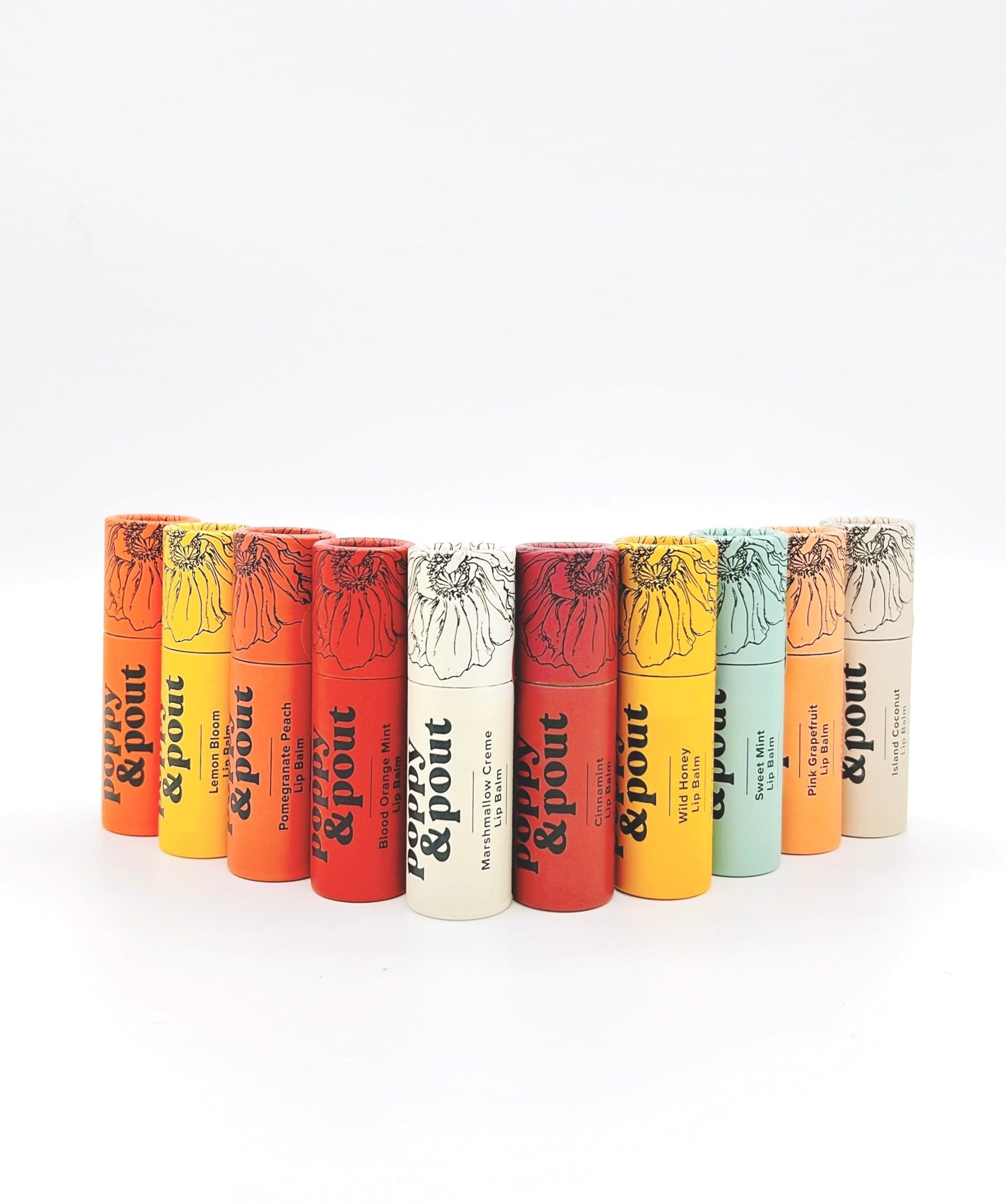 Poppy and Pout Lip Balm is a natural, nourishing lip balm with eco-friendly packaging, available in various flavors for soft lips.