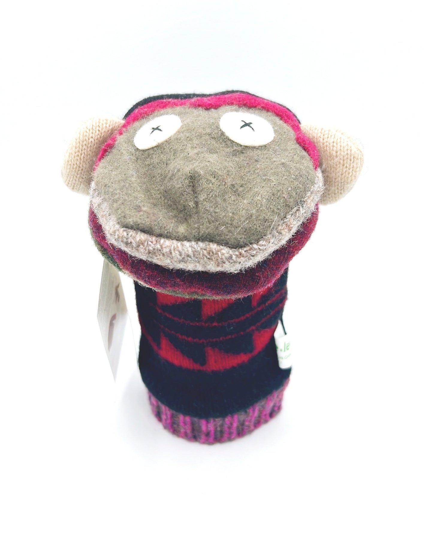 Handmade, eco-friendly puppets crafted from reclaimed sweaters, unique and sustainable toys.