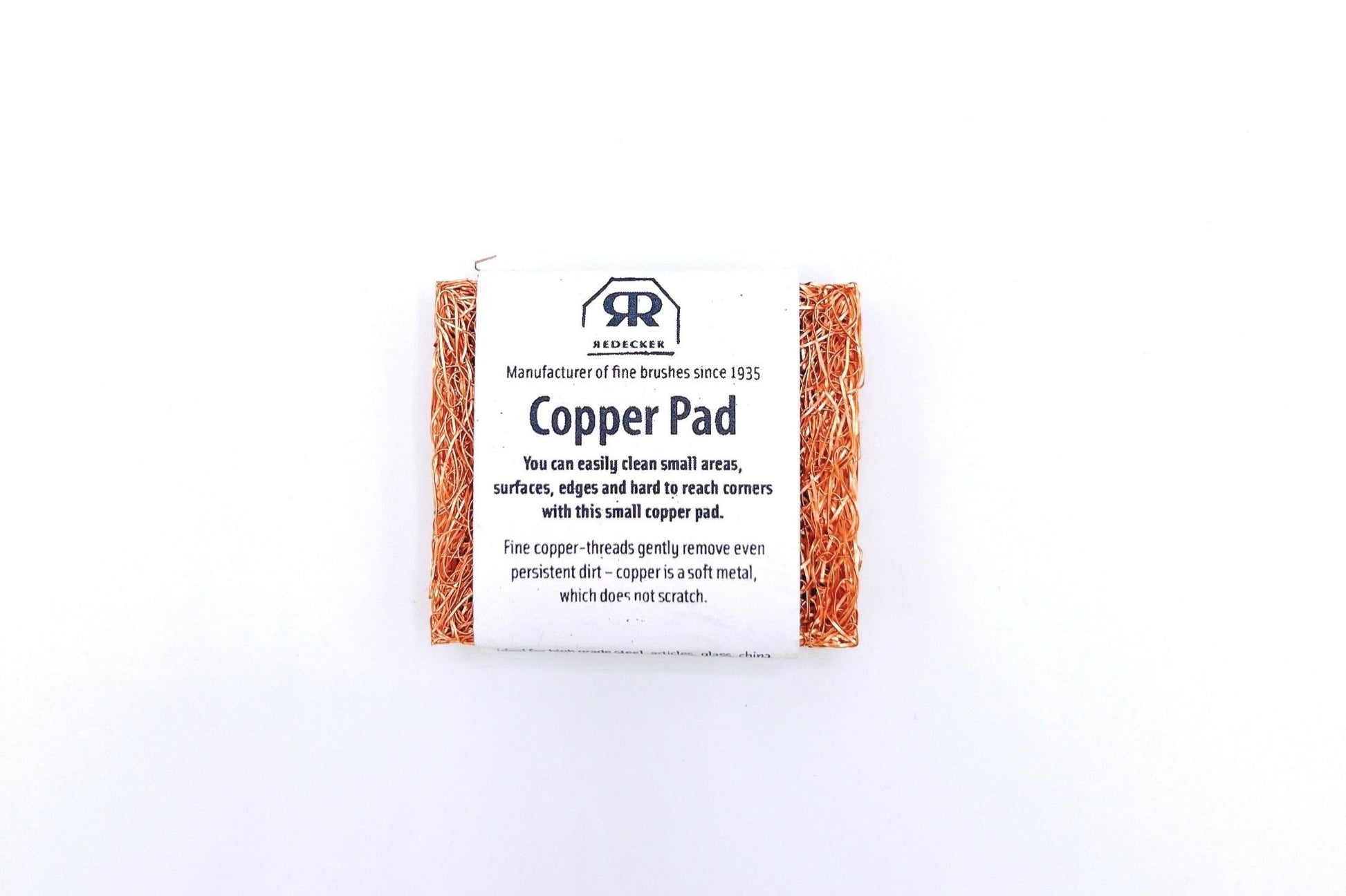 Redecker Copper Pad is a tough cleaning pad for scrubbing pots and pans, removing stubborn stains with ease, and maintaining shine.