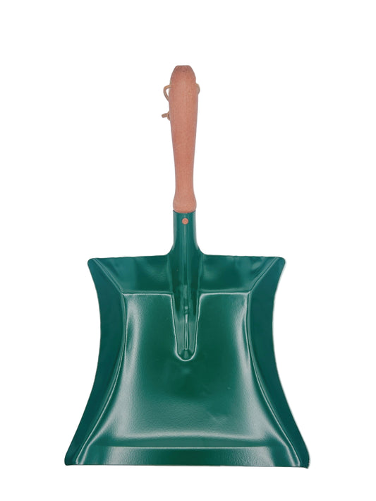 Redecker metal dustpan with wooden handle, durable and eco-friendly design for easy sweeping and cleanup.