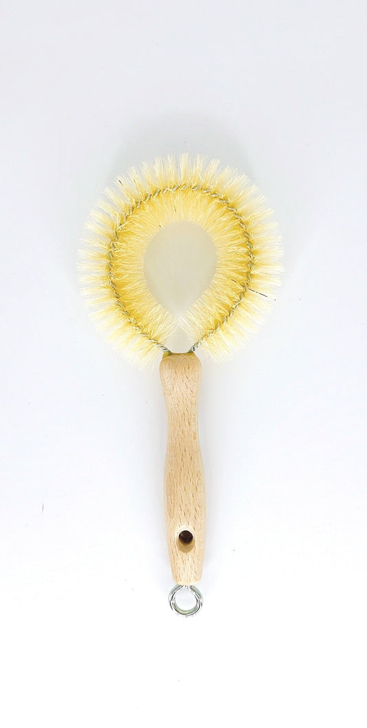 Specially designed brush with soft bristles for cleaning delicate wine glasses effectively and gently.