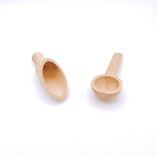 Eco-friendly Redecker wooden coffee scoops, perfect for measuring and serving your favorite coffee grounds.