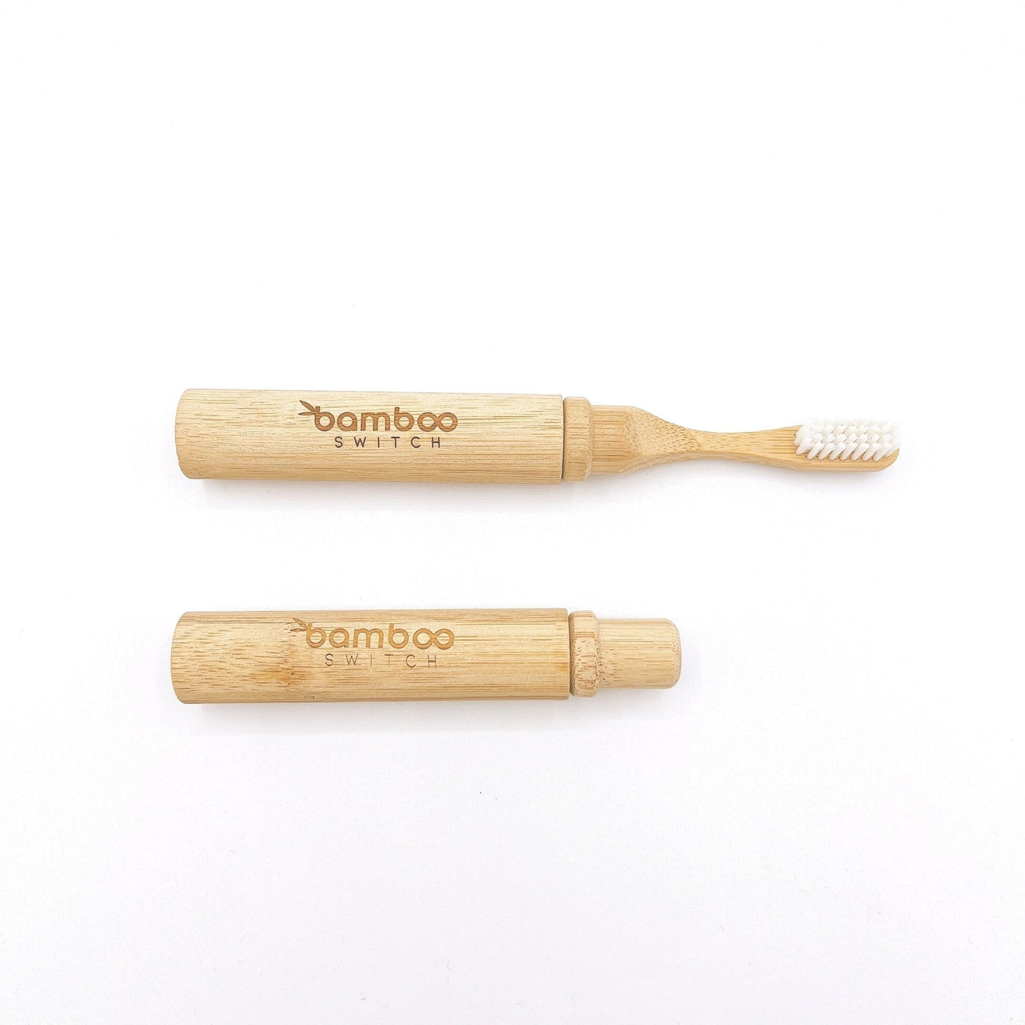 Eco-friendly bamboo toothbrush with a travel-friendly case for on-the-go oral care.