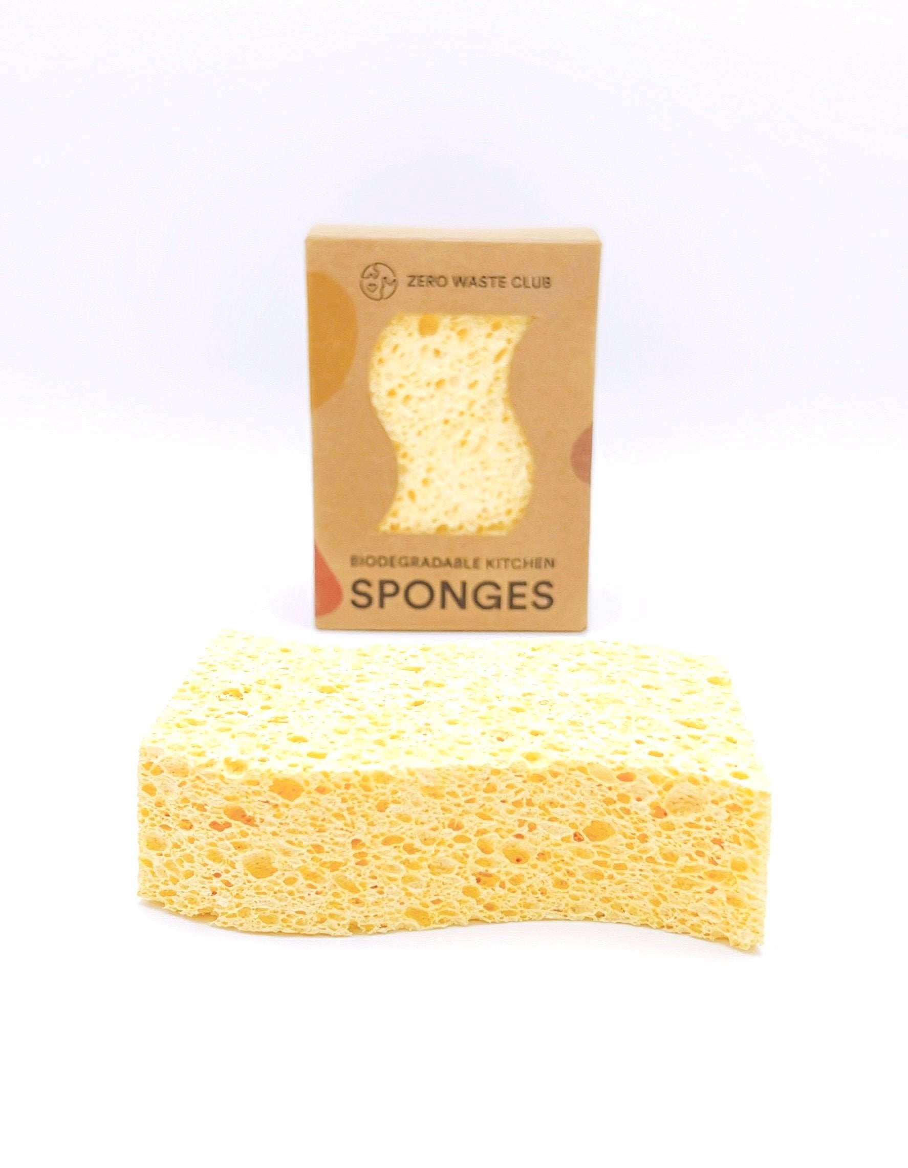 Eco-friendly, absorbent sponge for effective cleaning, made from biodegradable cellulose material.