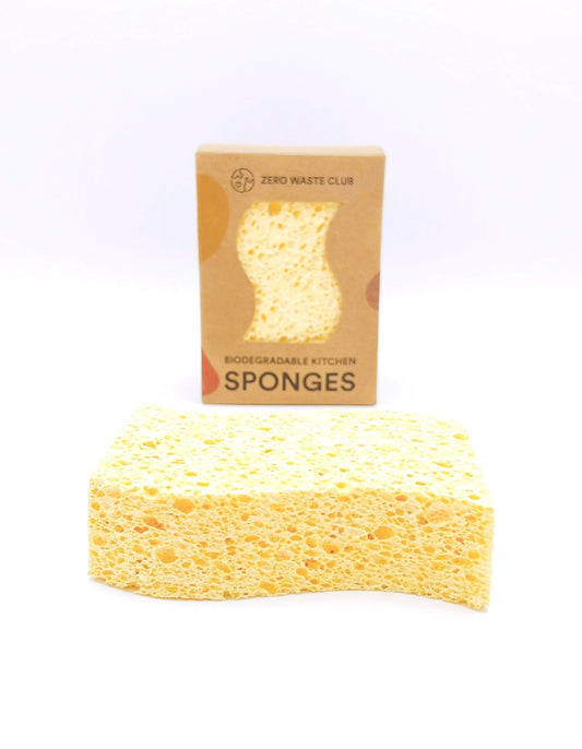 Eco-friendly, absorbent sponge for effective cleaning, made from biodegradable cellulose material.